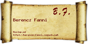 Berencz Fanni névjegykártya